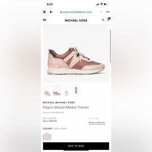 Michael Michael Kors Pippin Mixed Media Trainer Rose Gold Sneakers 7.5